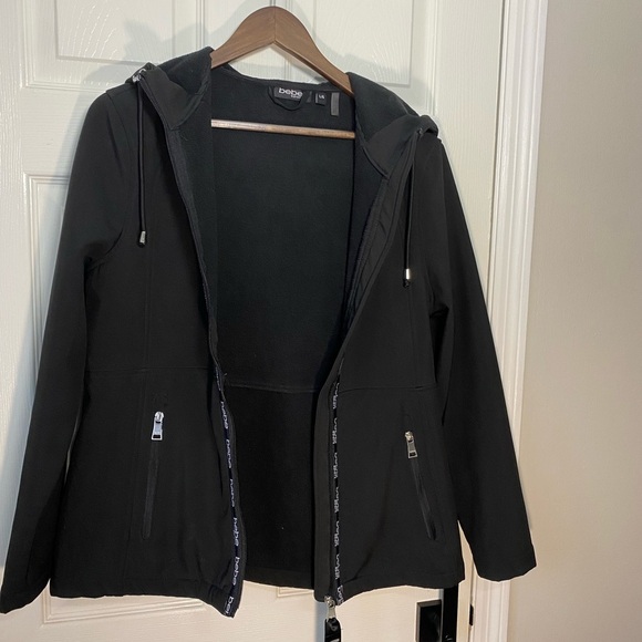Bebe Black Zip-Up Hoodie Jacket Women’s Large | Logo Activewear Loungewear - Picture 5 of 8